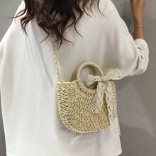 2025 New Fashion Crossbody Bag, Shoulder Beach Bag, Woven Fresh Style Handbag - Beige - View 6