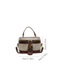 Fashionable New Elegant Solid Color PU Material Portable Square Bag, Mini PU Bag, Waterproof Fabric Burgundy Bag, Letter Pattern Decor Design Box Bag, Suitable For Travel, Shopping, Party, Commuting - Multicolor - View 7