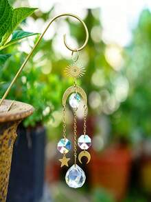 8 Inch Indoor Outdoor Plant Hanger With Colorful Crystal Pendant, Gold Pendant Plant Hanger Suitable For Potted Plants - Multicolor - View 9