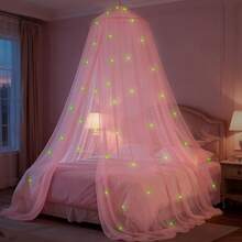 Oaoleer 1PC Canopy For Girls Bed With Pre-Glued Glow In The Dark Stars - Princess Mosquito Net Room Decor,Bed Canopy For Girls With Glowing Stars - Canopy Bed Curtains | Fits Single, Twin, Full, Queen Size Kids - Princess Bed Canopy - Multicolor - View 1
