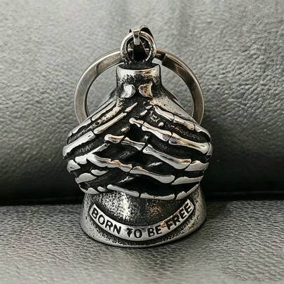 AD 1pc Light Gray Motorcycle/Bicycle Bell, Safety Riding Accessory, Vintage Punk Motorcycle Angel Bell, Stainless Steel Hand Bell