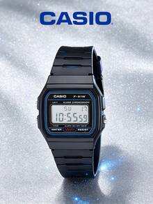 Đồng hồ kỹ thuật số Casio Unisex - Dây đeo chống nước, có chức năng lịch, báo thức và bấm giờ. Đồng hồ vuông kiểu dáng retro dành cho học sinh. Chất liệu cao su. Phong cách thể thao thời trang. Thích hợp để đeo hàng ngày. Quà tặng năm mới, Giáng sinh. - Xanh đậm - Xem 1