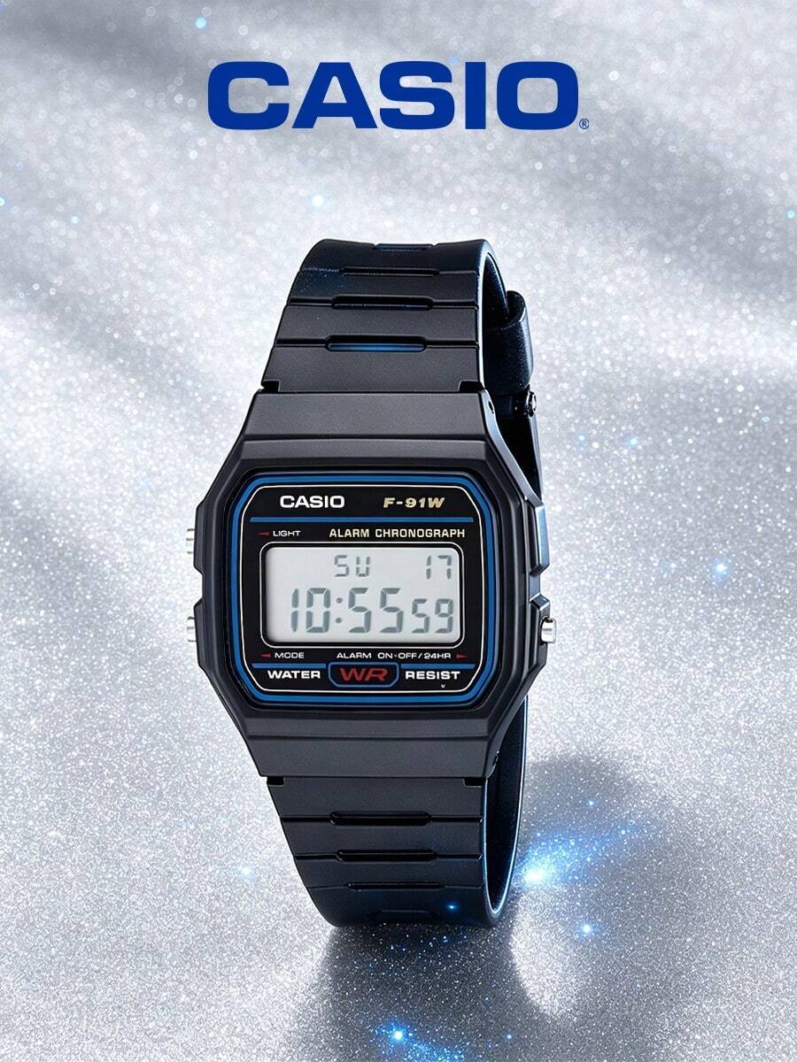 Đồng hồ kỹ thuật số Casio Unisex - Dây đeo chống nước, có chức năng lịch, báo thức và bấm giờ. Đồng hồ vuông kiểu dáng retro dành cho học sinh. Chất liệu cao su. Phong cách thể thao thời trang. Thích hợp để đeo hàng ngày. Quà tặng năm mới, Giáng sinh. - Xanh đậm - Xem 1