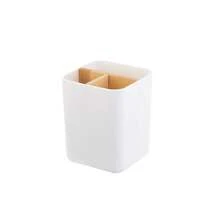 1pc Toothbrush Holder, Bamboo Partition, Plastic Anti-Slip, Three-Slot Toothbrush Stand, Storage Cup, Drainage, Home Bathroom, Countertop Storage Box, Suitable For Electric Toothbrushes, Floss, And Razors - White - Multicolor - View 14