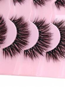 7 Pairs Fluffy Cat Eye False Eyelashes Soft Curly Transparent Band Eyelash Extension Strip Eyelashes, Eyelashes, False Eyelashes, Fake Eyelashes - Black - View 6