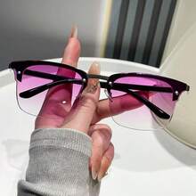 Kính thời trang gọng lửng nửa vành kiểu cổ điển mới, kính mắt thời trang retro dành cho nam giới. - Nhiều màu - Xem 13