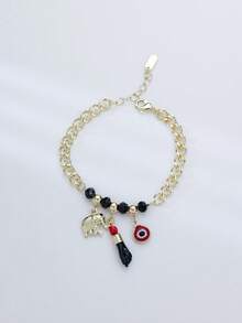14K Gold Jewelry Wholesale Asabech Evil Eye Hamsa Hand Shaped Lucky Amulet Bracelet, Customizable Brass - Bracelet - View 20