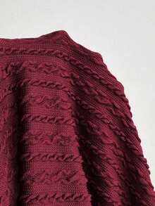 Vestido mini de línea A con parches de encaje y lazo en color vino tinto para mujeres - Rojo - Ver 6