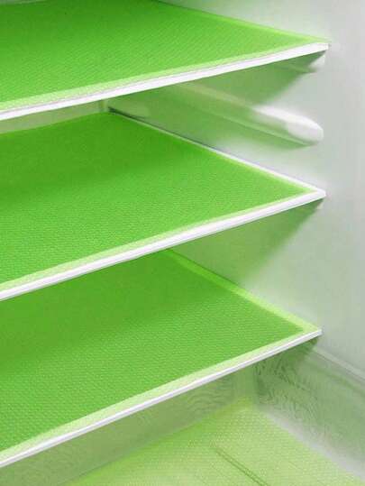 4pcs Waterproof Refrigerator Mats, Rectangular Anti-Moisture Pads, Washable Fridge Liners, Home Use Small Daisy & Lemon Pattern (Green), Suitable For School, Office, Home, Travel