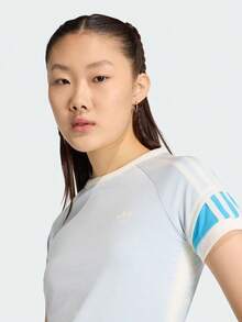 女子 ORIGINALS DOUBLE LAYERED CALI T-SHIRT 雙層運動修身短袖圓領T卹KW4527 - 藍白 - 查看 4