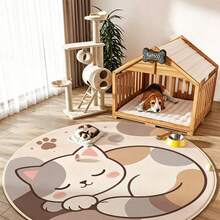 1PC Style Round Pet Mat - Waterproof, Non-Slip, And Wear-Resistant - Multi-Size Floor Mat For Indoor Cats And Dogs - Multicolor - View 3