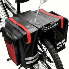 1pc 50L Bicycle Saddle Bag, Reflective Decor Bicycle Backpack, Adjustable Hook Bicycle Bag, Waterproof Mountain Road Bike Rear Seat Backpack (Black, Red, Blue) - Multicolor - View 1