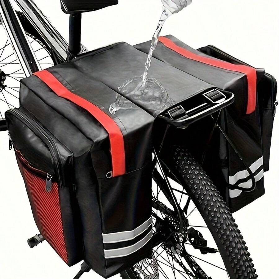 1pc 50L Bicycle Saddle Bag, Reflective Decor Bicycle Backpack, Adjustable Hook Bicycle Bag, Waterproof Mountain Road Bike Rear Seat Backpack (Black, Red, Blue) - Multicolor - View 1