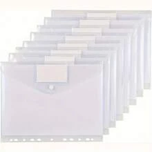 Juego de 8 carpetas, bolsas de archivo impermeables tamaño A4, bolsas de almacenamiento de archivos con 11 agujeros, para uso en oficina y estudio - Blanco - Ver 1