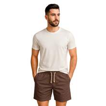 Set Of 3 Premium Linen Shorts For Men - Luxury Beachwear - 鏽棕色 - 查看 4