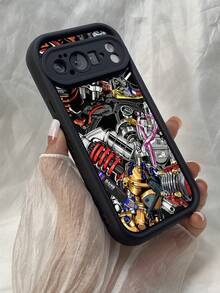 NR5アニメーションモーターアート,対応するPixel 10 9 8 Pro 9A 8A ケース、対応するiPhone17 16 15 14 13 12 11 Pro Max 7 8 16 15 14 Plus 16e 17e 17 Air ケース、フルカメラ保護ソフト TPU ケース、キャンディカラーエンジェルアイラダーマットシリコン肌に優しいタッチフォンケースカバー（女性＆女の子向け） - ブラック - チェックする 7