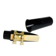 Boquilla Para Saxofón Soprano Con Tapa Caña Y Abrazadera, De Apertura Media 1.48mm - Negro - Ver 1