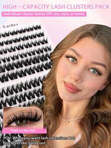 Bộ 108 sợi mi giả xoăn chữ C, dày 8-16mm, bộ dụng cụ tự làm mi giả để trang điểm mắt mèo, tạo vẻ ngoài dày và xoăn tự nhiên. - màu đen - Xem 2