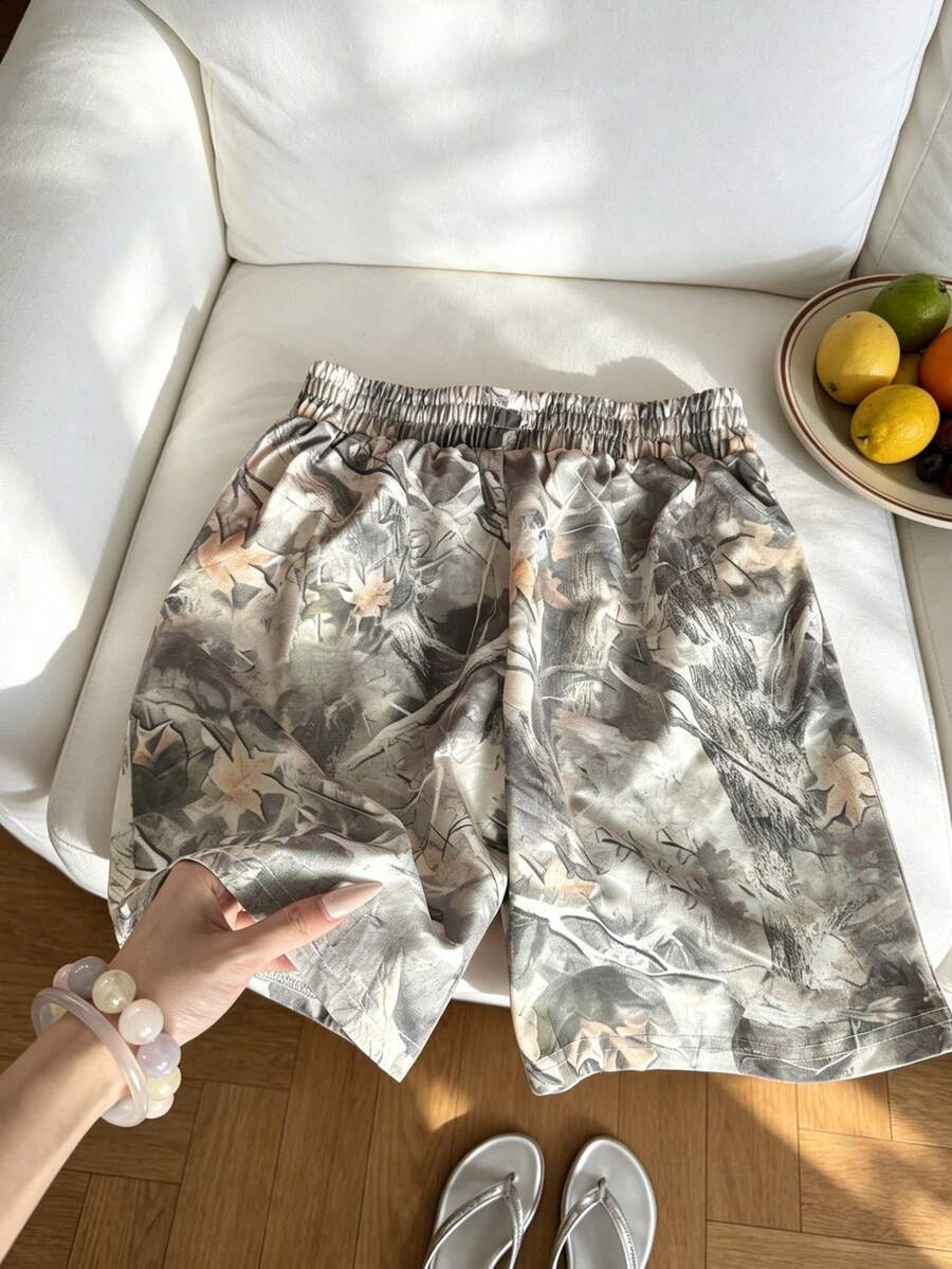 Tween Girls' 1pc Digital Print Shorts, Beach Pants, Streetwear Style Shorts, Young Student Clothing, Suitable For Summer Daily Wear - Multicolor - View 1