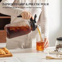 64oz Glass Jar Pitcher With Pour Spout Lid - 2 Pack, Wide Mouth Glass Pitcher With Lid, Leak-Proof Glass Breastmilk Pitcher Cold Brew Coffee, Tea And Fruit Drinks, Fridge - Default - View 5