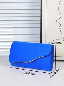 Bolso de mano elegante para mujer, bolso de fiesta minimalista de un solo color en felpa, bolso de noche de lujo para mujer, bolso bandolera y de hombro desmontable con cadena de metal, cartera de fiesta para mujer, adecuado para vacaciones, fiestas, galas, bodas, mejor regalo - Azul - Ver 5