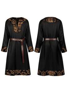 Medieval Viking Waistcoat For Men, Renaissance Pirate Knight Roleplay Warrior - 黑色 - 查看 9
