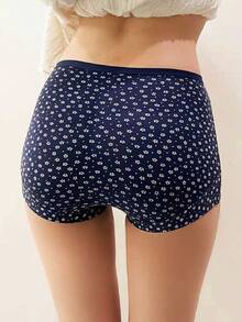 Quần lót nữ cotton in hình bông tuyết, mềm mại và thoải mái, cỡ lớn, không đường may - Màu xanh lam - Xem 4