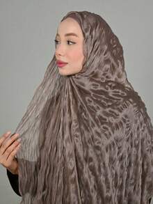 1 Pc Solid-Color Crepe Wrap Hair Hijab, Prayer Headscarf Long Robe, Multipurpose Hair Accessory, Lightweight Shawl - Multicolor - View 13