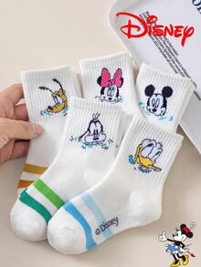 10/5/1 Pair Disney Kids Socks White Mickey Mouse Colorful Striped Mid-Calf Thickened Winter Socks - White - View 8