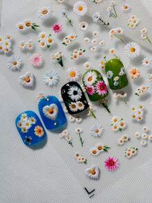 1 Blatt Frisch & Heilend 6D Geprägte Nail Art Sticker, enthält Multi-Geformte Kleine Gänseblümchen & Bunte Gänseblümchen, Sanfter & Natürlicher Farbton, Geeignet für Pendler-Stil, Campus-Nägel, Natur-inspirierte Outfits, Tägliche Dates, Geeignet für Liebhaber des sanften Stils, Studenten, Mütter, Nail Art DIY Anfänger, Naturliebende Mädchen - Verschiedenfarbig - Übersicht 7