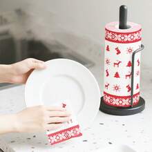 2 Rolls Christmas Pattern Reusable Kitchen Cleaning Paper Towels, Highly Absorbent Multi-Ply Folded Rolls, Home Kitchen Decor, Suitable For Washing Dishes, Commercial Restaurant Use - Christmas Patterns - View 2