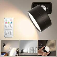 1 pieza Luz de pared LED con control remoto, batería recargable, 3 temperaturas de color ajustables, diseño inalámbrico con rotación magnética de 360°, adecuado para lámpara de mesita de noche en el dormitorio - Multicolor - Ver 10
