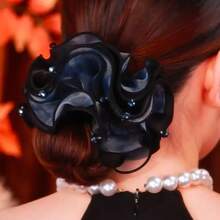 Ikat Rambut Satin Retro Awan Gelap, Ikat Rambut Berlian Imitasi Mewah, Aksesori Rambut - MultiWarna - View 3