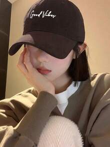 1 chiếc mũ lưỡi trai thêu chữ "Goodvibes", mũ thời trang đường phố, mũ chống nắng ngoài trời, mũ thường ngày cho mùa xuân, mùa thu, du lịch, bãi biển, kỳ nghỉ, lễ hội. - Nhiều màu - Xem 10
