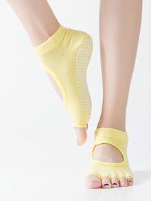 1/2 đôi tất yoga nữ, tất năm ngón có đế silicon chống trượt, tất tập Pilates chống trơn trượt, tất cổ chân tập thể dục tách ngón chân. - Nhiều màu - Xem 5