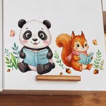 1PC Deer And Panda Wall Clings,Squirrel And Panda Wall Sticker,Self-Adhesive Reading Window Stickers For Glass, Animals Window Stickers Make Great Gifts.Suitable For Bedroom And Living Room, Dining Room, Study, Bathroom - A - View 11