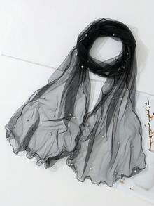 1 chiếc khăn quàng cổ lưới đính ngọc trai mới, khăn chống nắng thời trang, đa năng, nhẹ, thoáng khí. - Nhiều màu - Xem 28