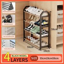 4-Tier White Metal Shoe Rack, Freestanding Shoe Organizer With Sturdy Frame, Space Saving Shoe Shelf For Entryway Hallway Closet, Slim Shoe Storage For Small Apartment, Easy Assembly Shoe Rack For Home & Dorm - trắng - Xem 4