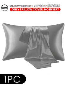1pc Satin Pillowcase, Silk Pillowcase For Hair And Skin Care, Luxurious Silky Soft And Breathable, No Filling, Machine Washable, Autumn Home Decor - Silver - View 9