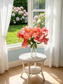3 Bundles Rote Hibiskusblüten, geeignet für Heimdekoration, Gartendekoration, Feiertagsdekoration, Sommer Innenfotografie. Auch blühende Hawaii-Party-Dekoration künstliche Blumen, Hibiskusblüten, Outdoor-Bouquet künstliche Blumen - Pink - Übersicht 4