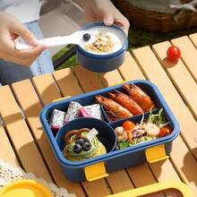 1pc Portable Lunch Box With Spoon And Breakfast Cup, Microwave & Dishwasher , Suitable For Office, Outdoor, Camping, School, Picnic, Back To School - Multicolor - View 6
