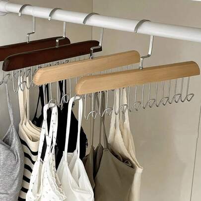 1 chiếc giá treo quần áo bằng gỗ hình sóng 8 móc, đa chức năng, có thể treo khăn quàng cổ, cà vạt, thắt lưng, áo hai dây và áo lót, giải pháp lưu trữ tiết kiệm không gian cho phòng ngủ và tủ quần áo.