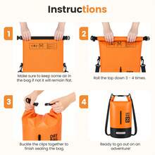 20L Bag Backpack With Roll Top, Adjustable Shoulder Straps & Phone Pouch, PVC Sack For Kayaking, Boating, Fishing, Camping & Beach - Orange - View 3