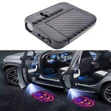 2pcs Wireless LED Car Door Welcome Lights, Rechargeable Skull Pattern Projection Lights, Automatic Sensing Ghost Lights, No Drilling Installation, Suitable For All Cars, SUVs And Trucks, Requires 6 AAA Batteries (Not Included) - Carbon Fiber - View 11