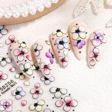 Pegatinas de uñas 5D con relieve, pétalos de gradiente colorido, autoadhesivas, con pétalos brillantes, de estilo fresco, desechables, adecuadas para primavera y verano, suministros de arte de uñas - Multicolor - Ver 6