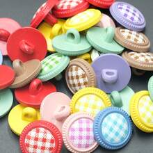 10/18/27/36 PIEZAS Botones redondos de resina con estampado de cuadros de colores y flores, botones de plástico para coser, adecuados para tejer, ropa DIY, manualidades, suministros de arte, accesorios de costura - encaje redondo a cuadros - Ver 8