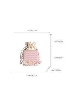 Bolso de mano con cordón texturizado y cuentas, nueva bolsa de cubo, bolso de hombro y cruzado en forma de caja minimalista y elegante para mujeres - Rosa - Ver 2