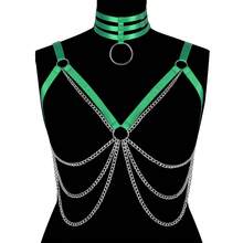 2 chiếc áo croptop bó sát kiểu Gothic dành cho nữ, kiểu dây nịt toàn thân, có thể điều chỉnh độ co giãn, hở rốn và ngực, kèm phụ kiện áo ngực. - Nhiều màu - Xem 12
