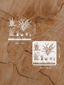 1 khuôn tô vẽ hình cây sậy và cỏ lau tái sử dụng, kích thước 11.8" x 11.8" - Khuôn mẫu bằng nhựa hình cây cỏ dùng để trang trí tường, đồ gỗ và đồ nội thất. - Mảnh duy nhất - Xem 2