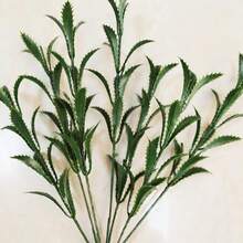 20支带叶人造康乃馨花茎，仿真花茎，合成绿叶，花卉装饰用品，DIY人造花材料，适用于花束、婚礼、派对 - 綠色 - 查看 5